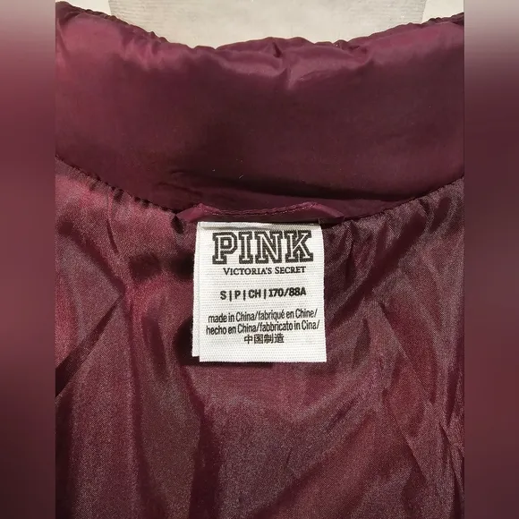 PINK By Victoria's Secret Puffer Jacket Maroon Small EUC