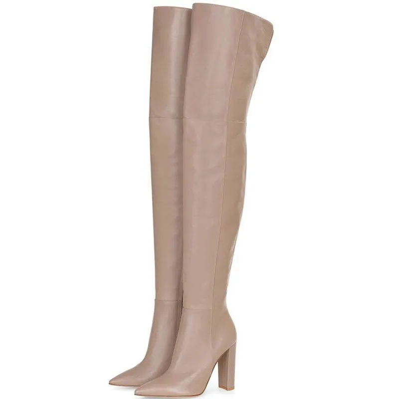 Pointed Snakeskin High Over The Knee Boots Plus Size