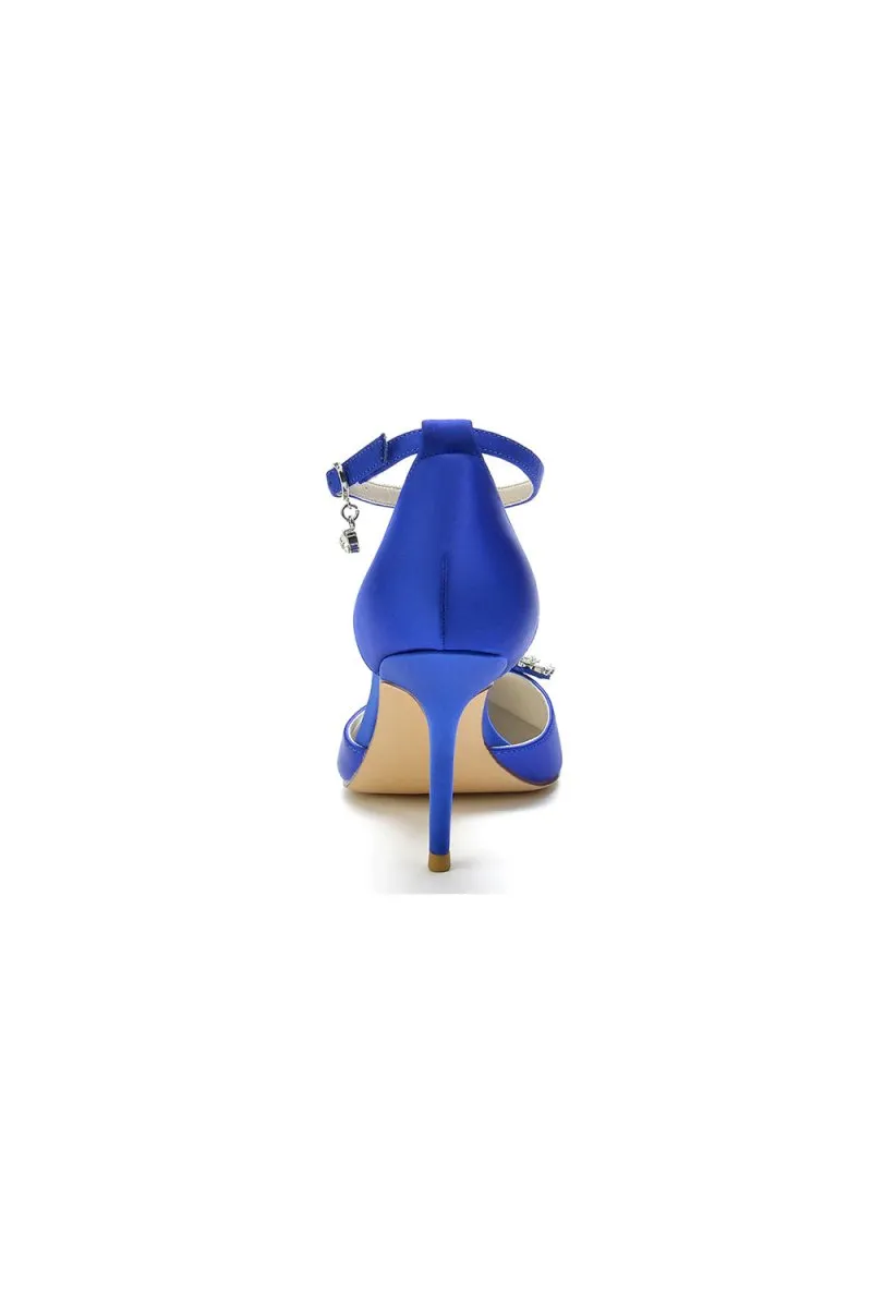 Pointed Toe Crystal Party Ankle Strap Heels Shoes