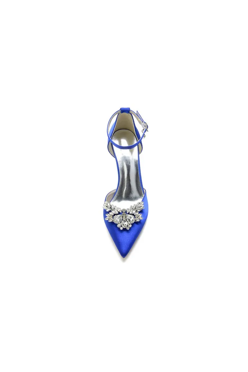 Pointed Toe Crystal Party Ankle Strap Heels Shoes