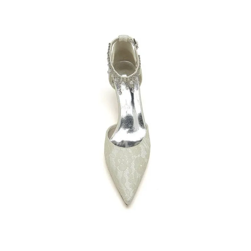 Pointed Toe Pearl Chain Strap High Heels