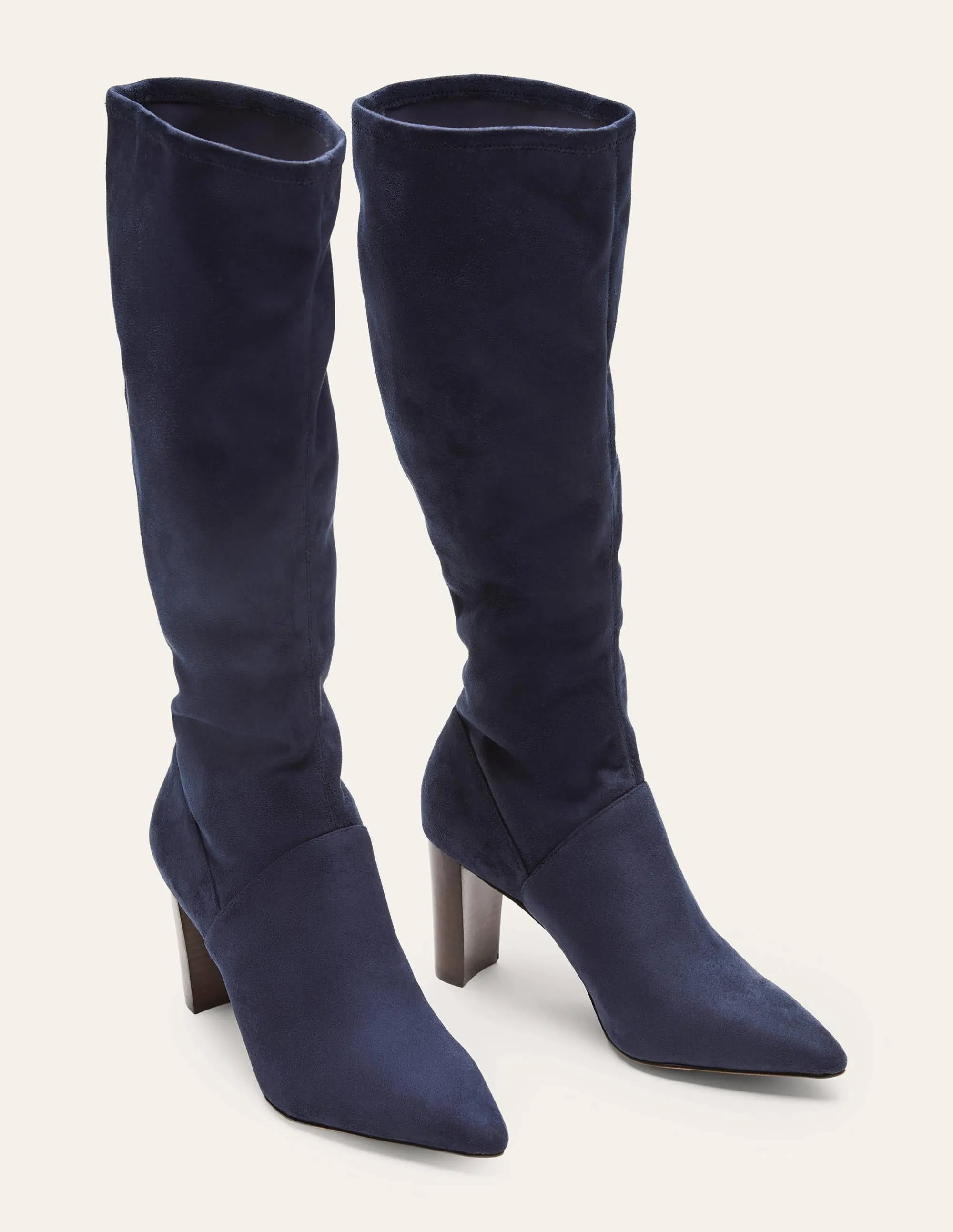 Pointed Toe Stretch Boots-Navy