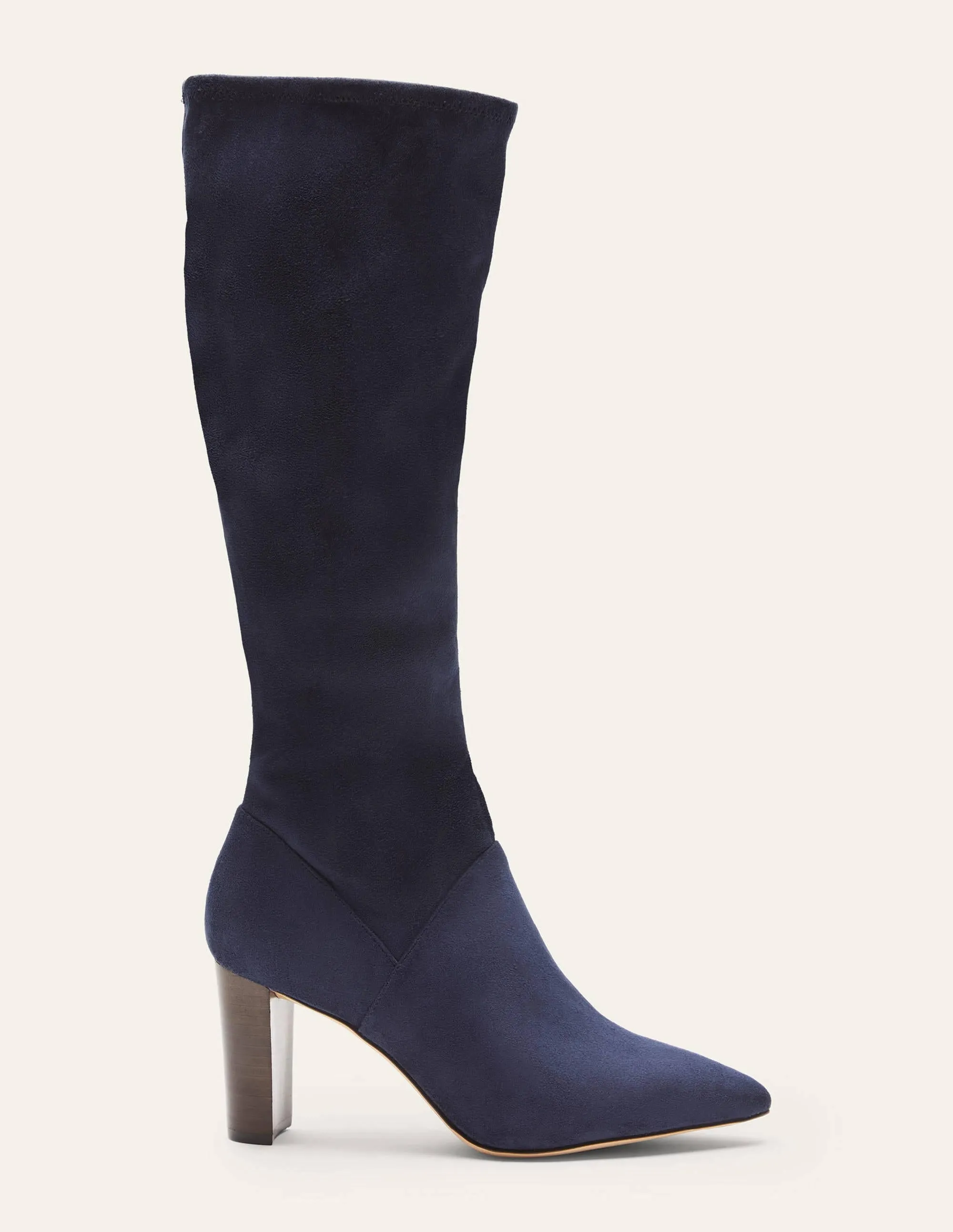Pointed Toe Stretch Boots-Navy