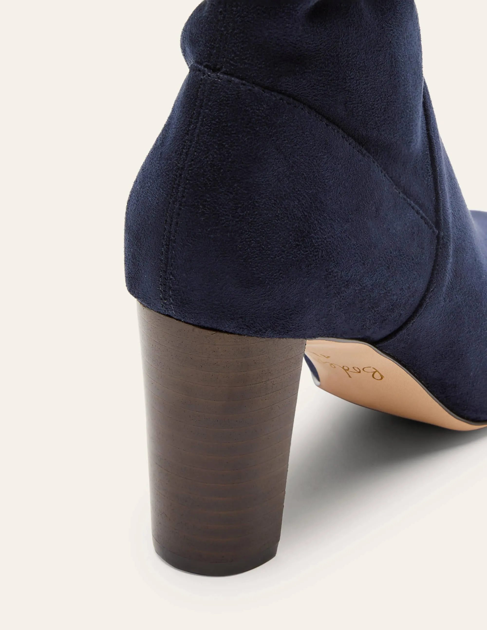 Pointed Toe Stretch Boots-Navy