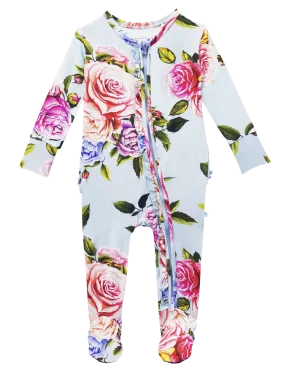 Posh Peanut Country Rose Ruffled Zippered Footie