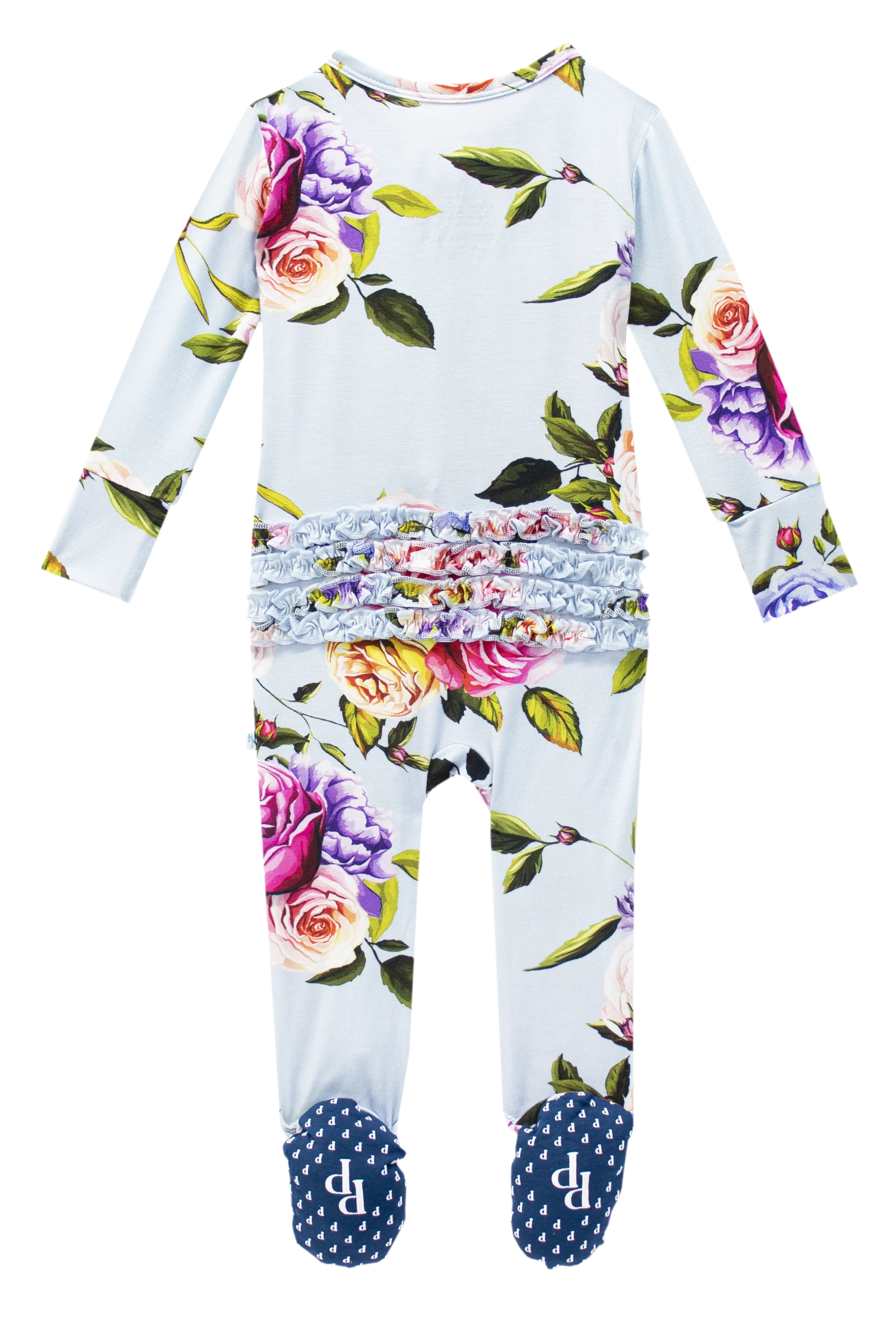 Posh Peanut Country Rose Ruffled Zippered Footie