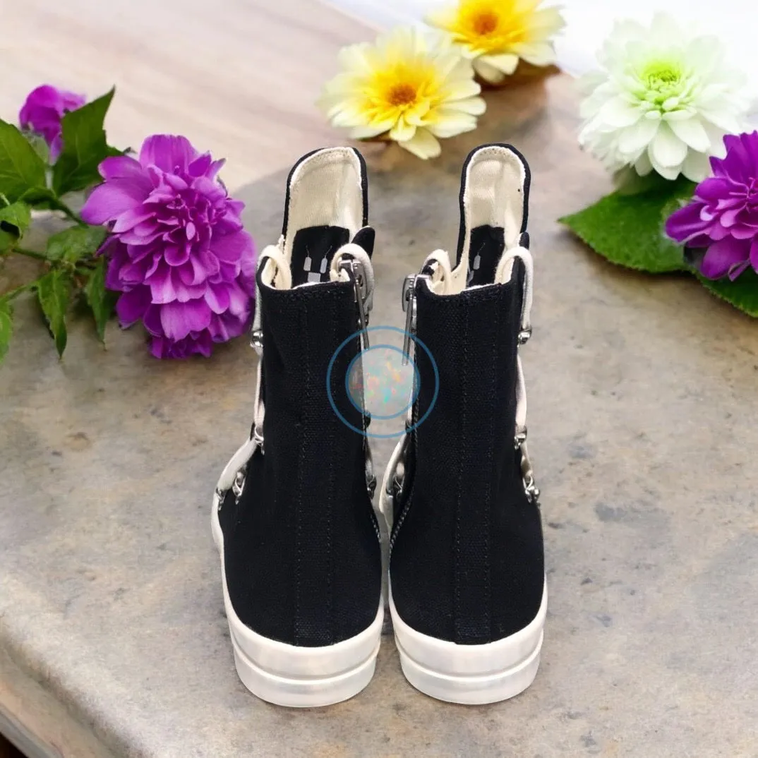 Rick Owens High Trainers - Black Abstract Laces