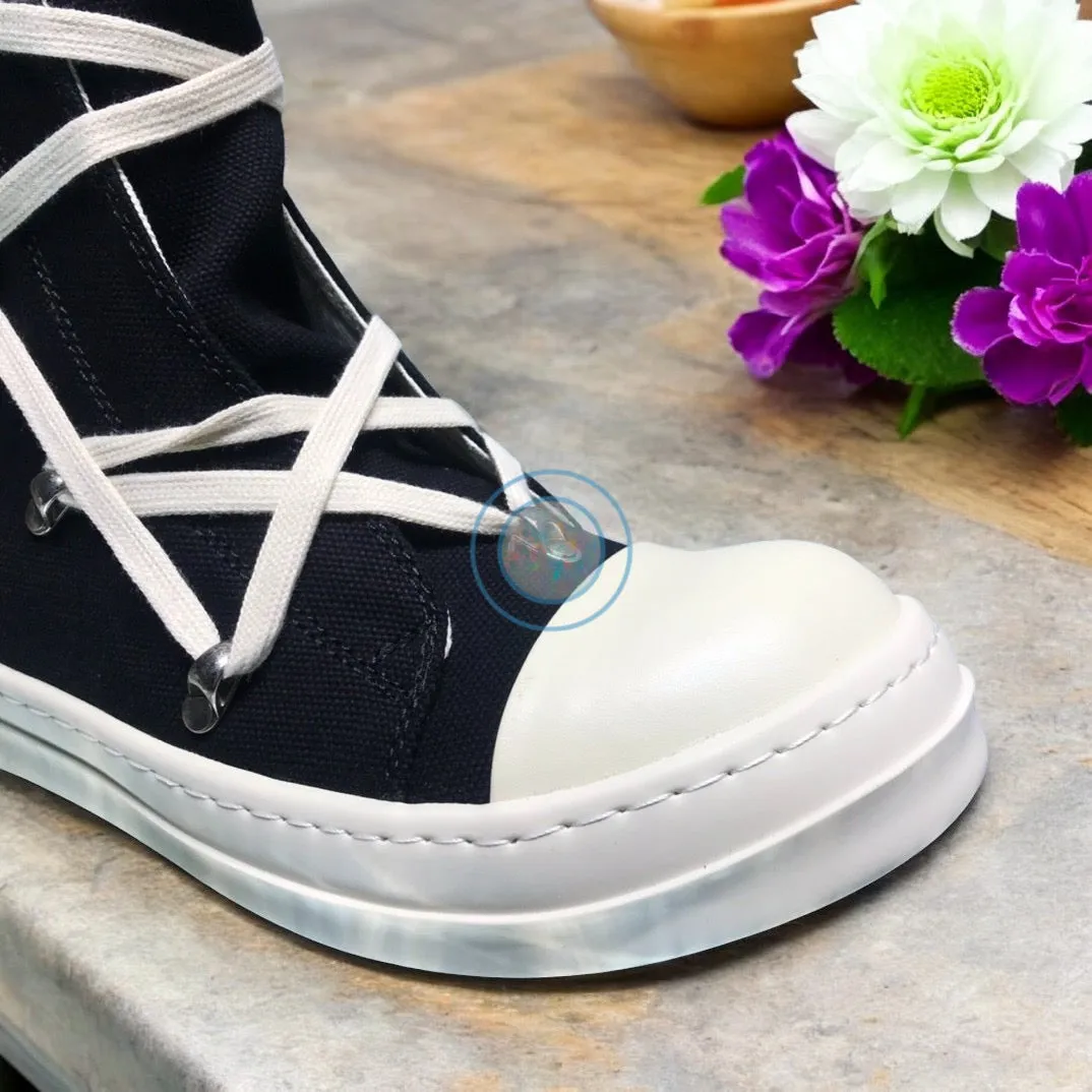 Rick Owens High Trainers - Black Abstract Laces