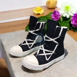 Rick Owens High Trainers - Black Abstract Laces