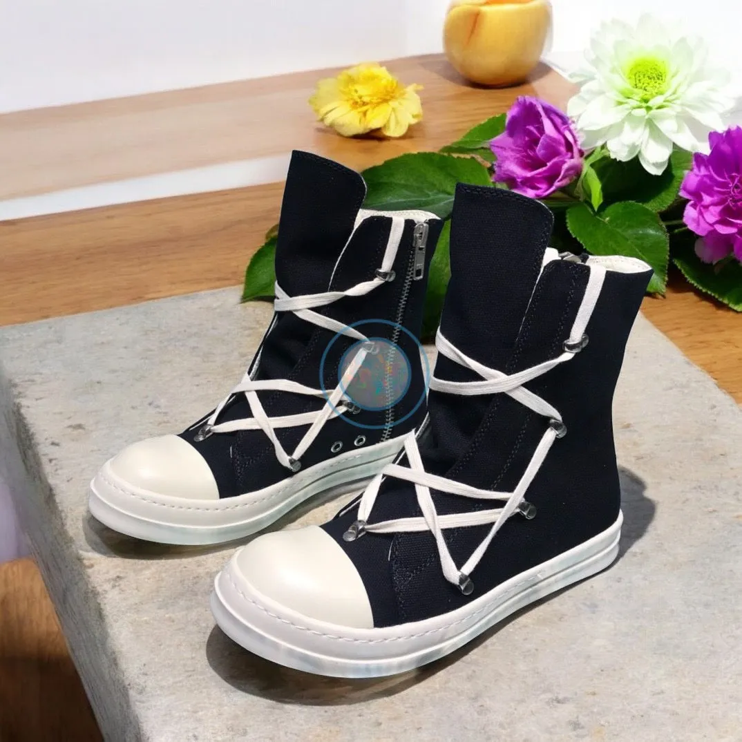 Rick Owens High Trainers - Black Abstract Laces