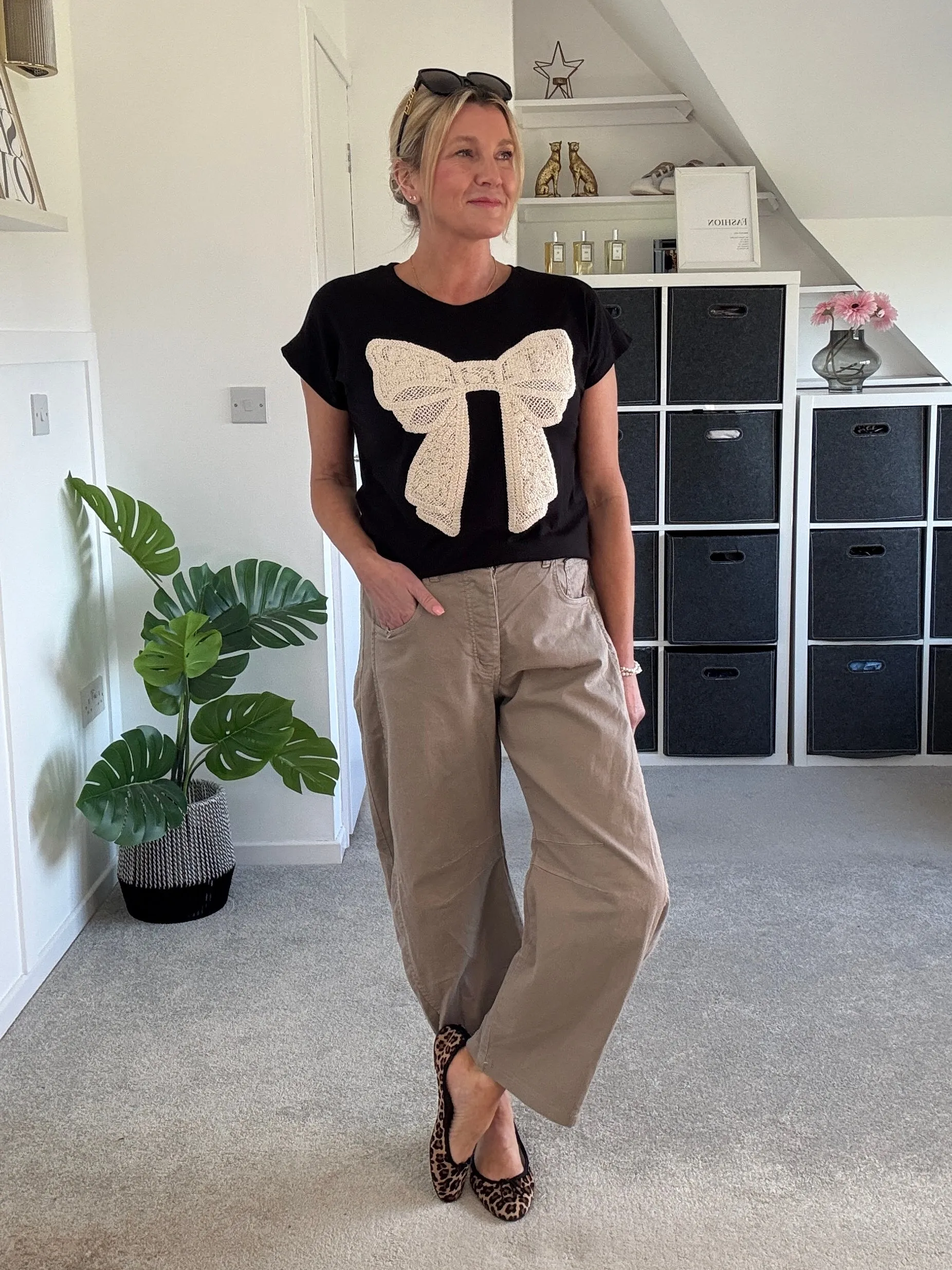 Sand Cotton Barrel Leg Jeans