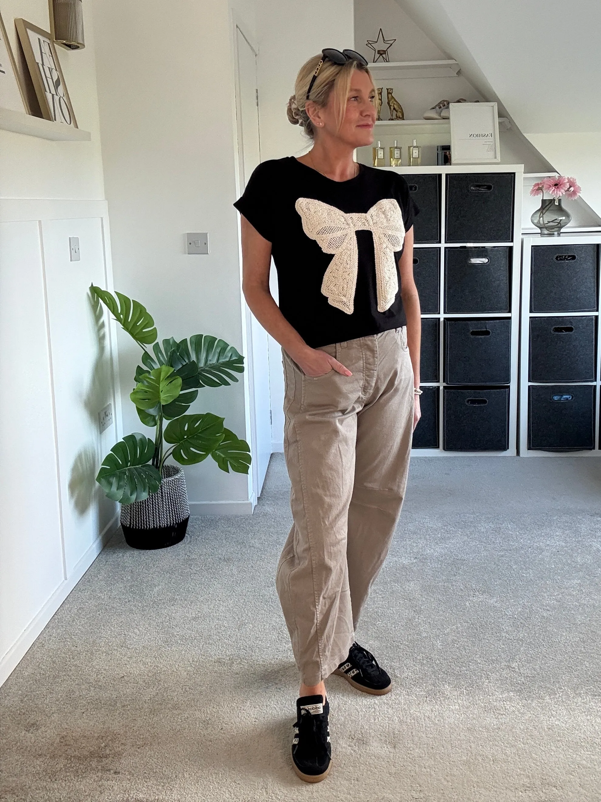 Sand Cotton Barrel Leg Jeans