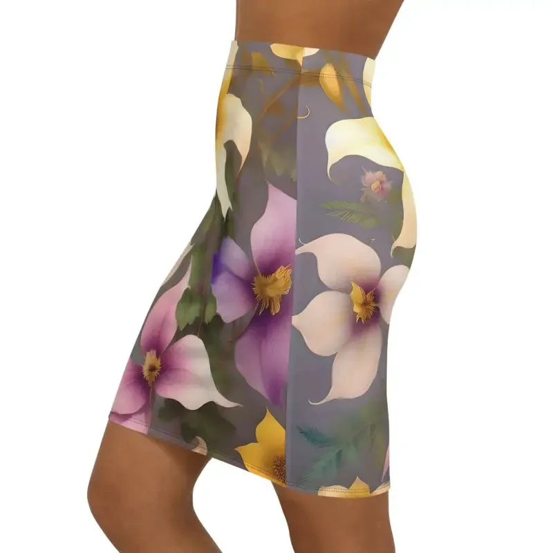 Standout Women Mini Skirt with Large Pastel Flowers