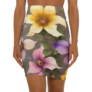 Standout Women Mini Skirt with Large Pastel Flowers