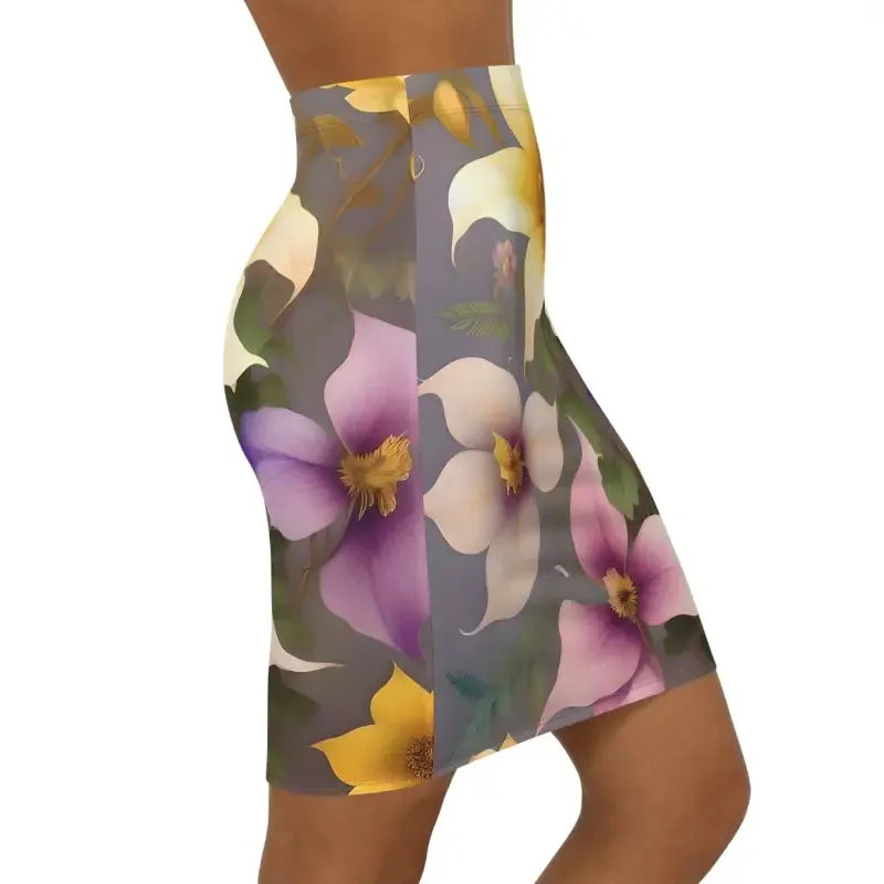 Standout Women Mini Skirt with Large Pastel Flowers