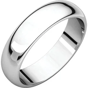 Sterling Silver 5 mm Half Round Band Size 9.5