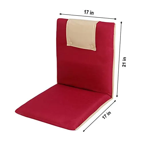URBAN KINGS Padded Floor Chair with Adjustable Backrest, Comfortable, Semi-Foldable, and Versatile, for Meditation, Seminars, Reading, TV Watching Or Gaming, Elegant Design (Standard, Maroon)