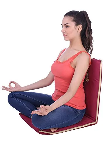 URBAN KINGS Padded Floor Chair with Adjustable Backrest, Comfortable, Semi-Foldable, and Versatile, for Meditation, Seminars, Reading, TV Watching Or Gaming, Elegant Design (Standard, Maroon)