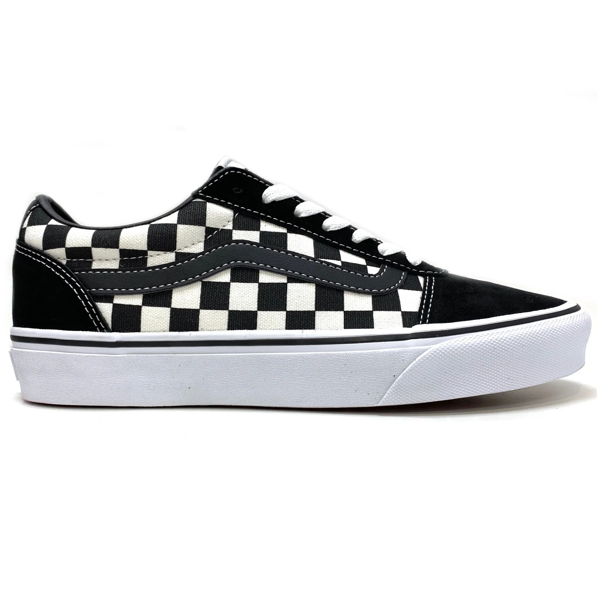 VANS WARD CHECKERBOARD BLACK & WHITE UNISEX TRAINERS