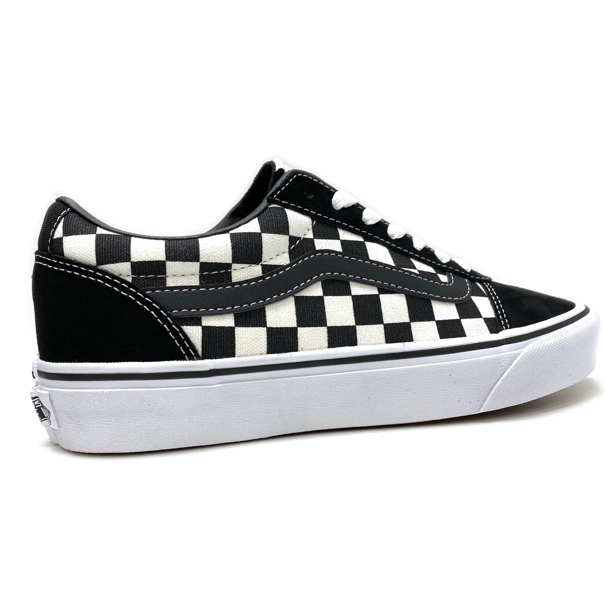 VANS WARD CHECKERBOARD BLACK & WHITE UNISEX TRAINERS