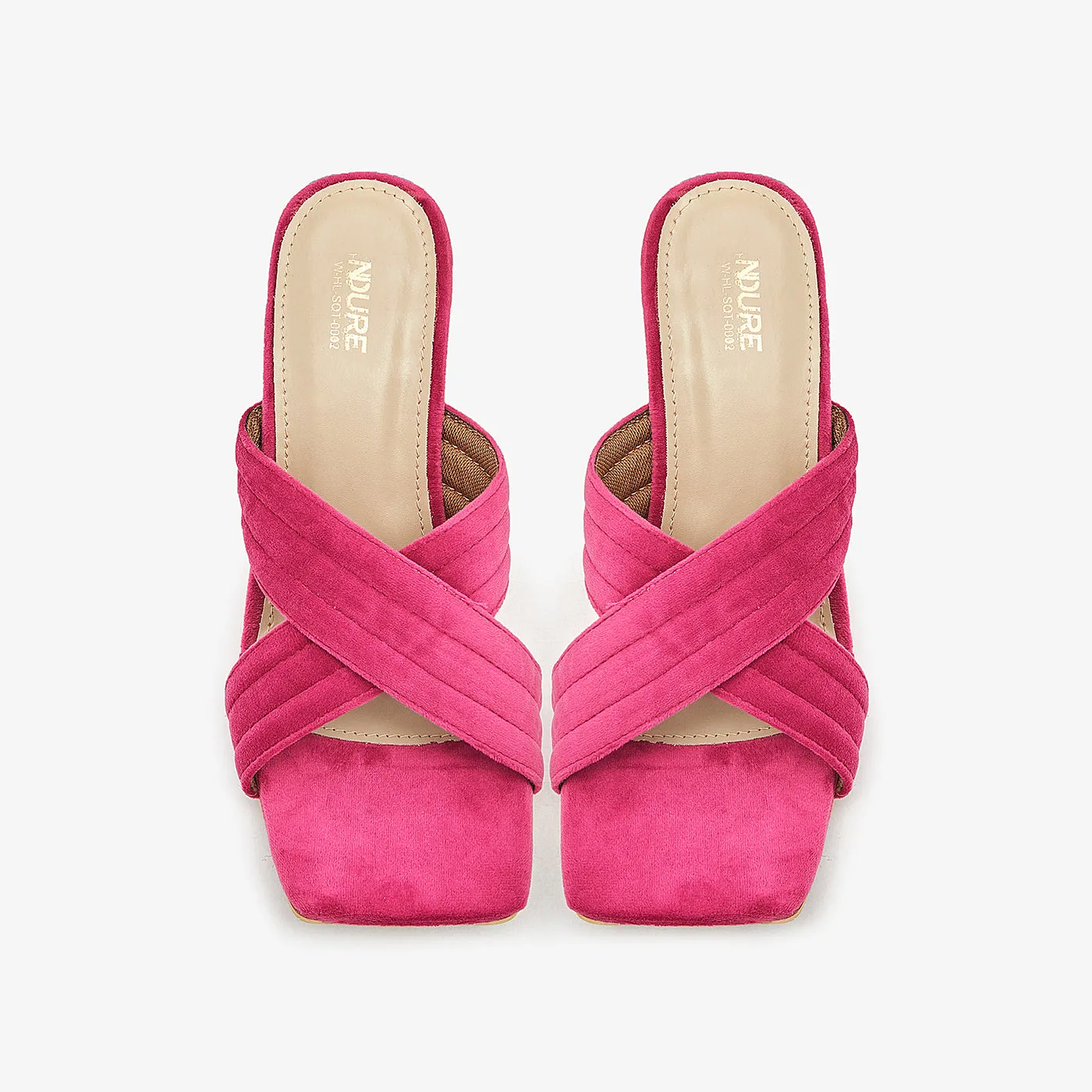 Velvet Cross Strap Heels