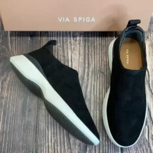 VIA SPIGA Black Marlow 5 Wedge Sock Sneaker 10M