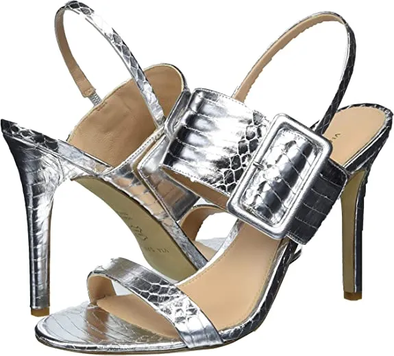 VIA SPIGA Women's V-Macyn Dress Sandal Heeled, Silver, 10