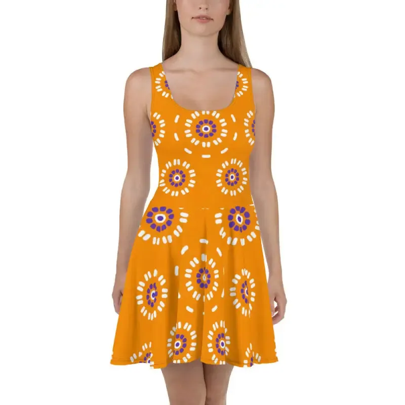 Vibrant Yellow Floral Skater Dress for Trendy Vibes