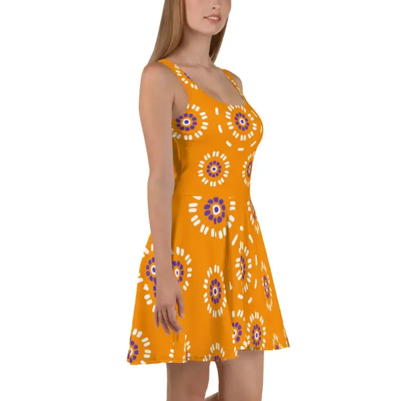 Vibrant Yellow Floral Skater Dress for Trendy Vibes