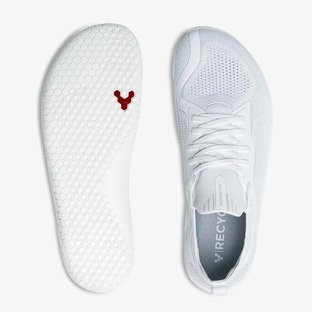 Vivobarefoot Primus Lite Knit, Mens Vegan Light Breathable Shoe with Barefoot Sole Bright White