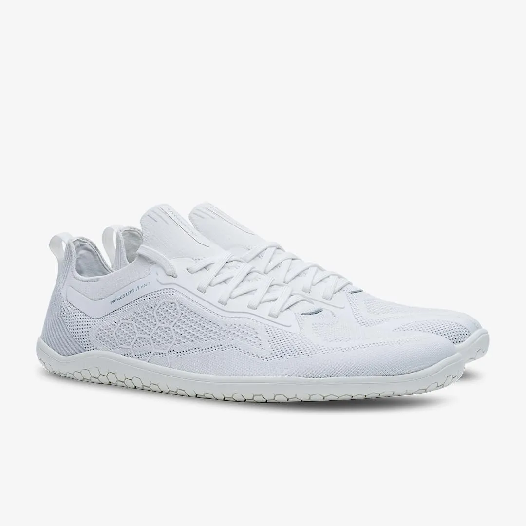 Vivobarefoot Primus Lite Knit, Mens Vegan Light Breathable Shoe with Barefoot Sole Bright White