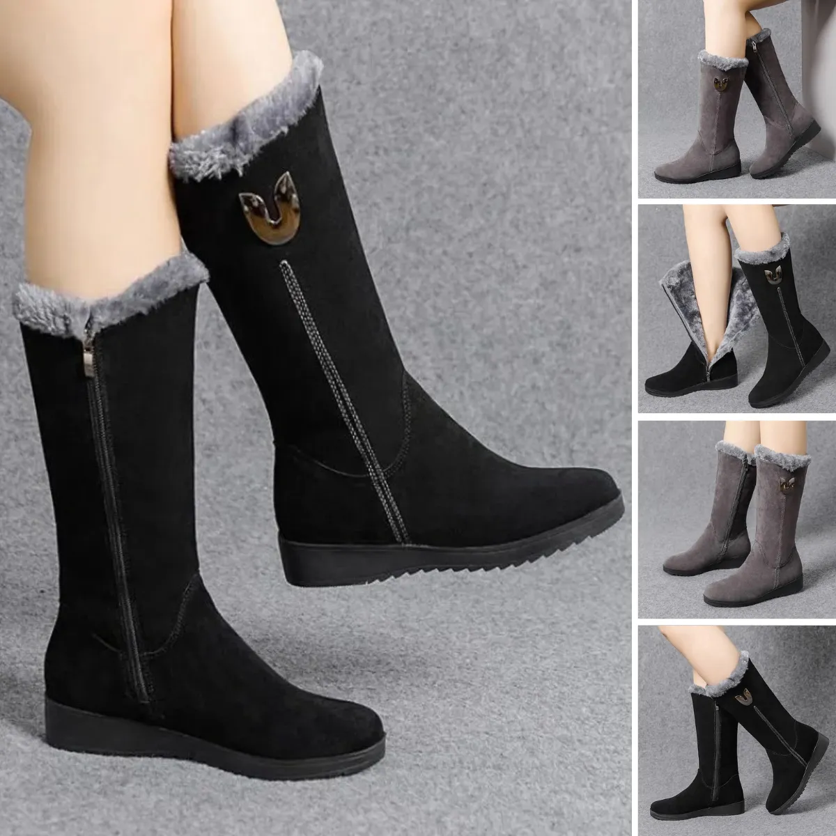 Warm Flat Winter Ankle Boots with Wool for Women | Ideal for Winter