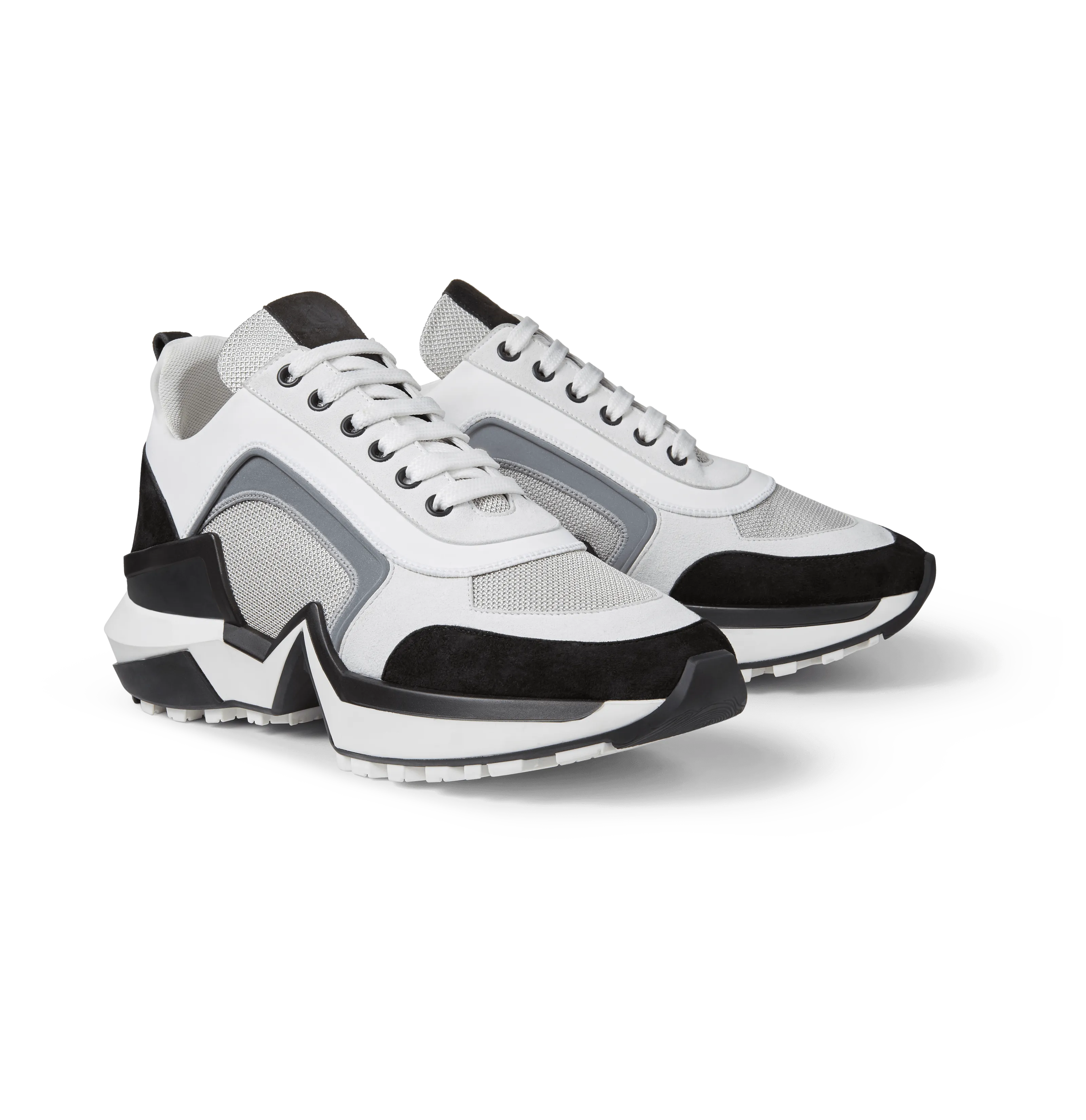 White and Silver Suede 4.0 Sneakers