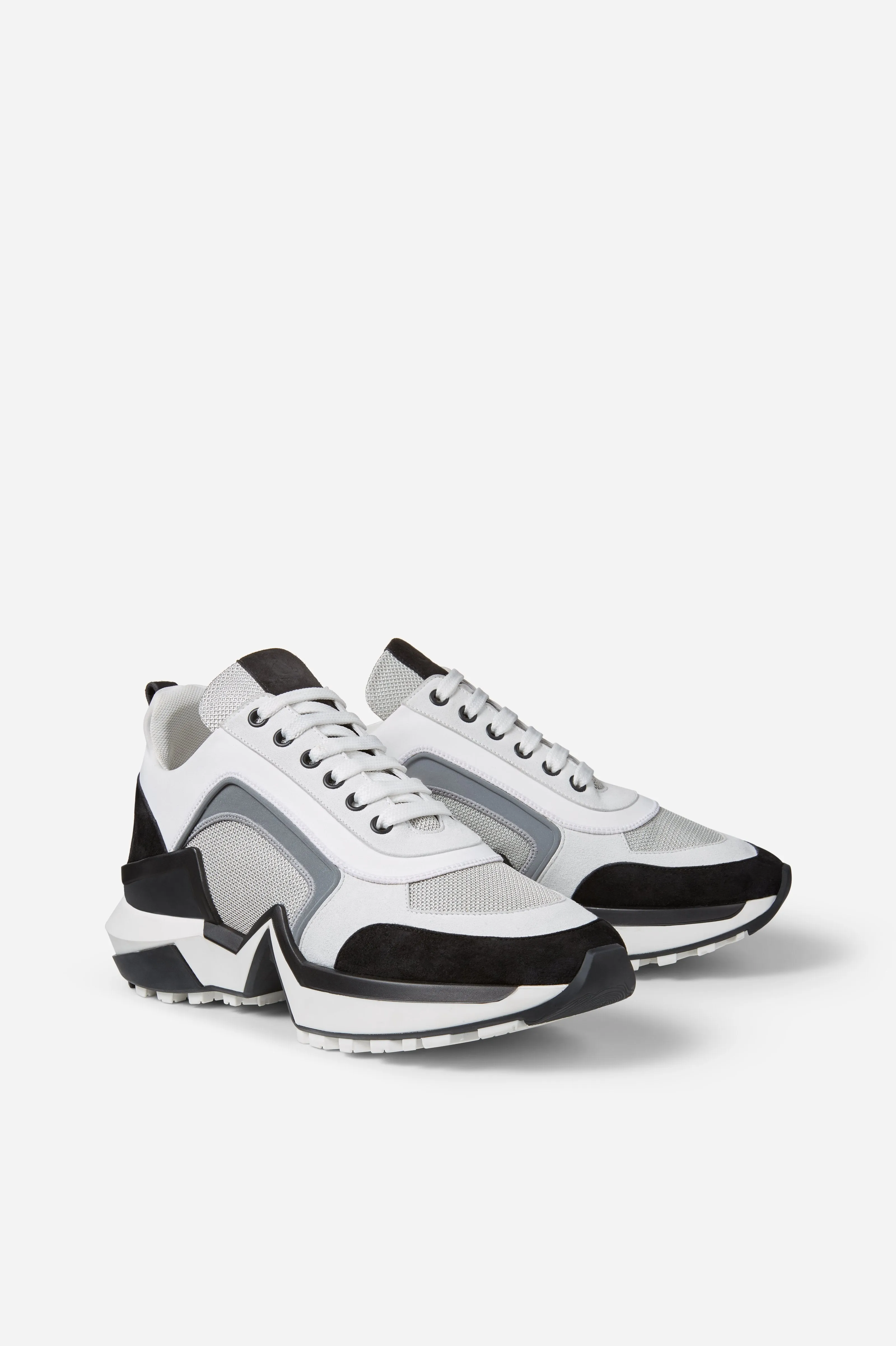 White and Silver Suede 4.0 Sneakers
