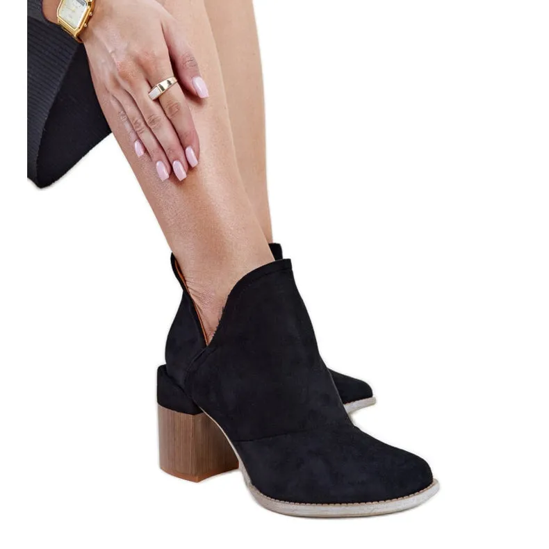 Woman Black Cutout Openwork Ankle Boots