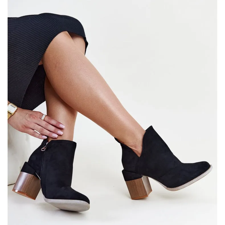 Woman Black Cutout Openwork Ankle Boots