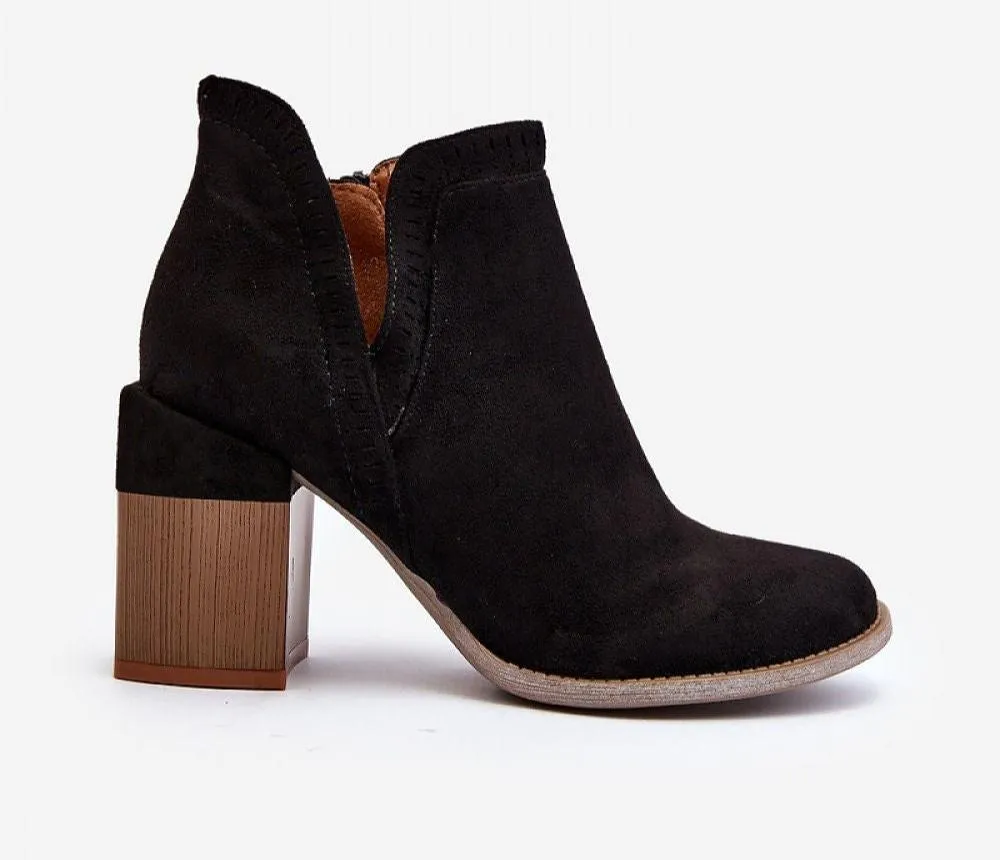 Woman Black Cutout Openwork Ankle Boots