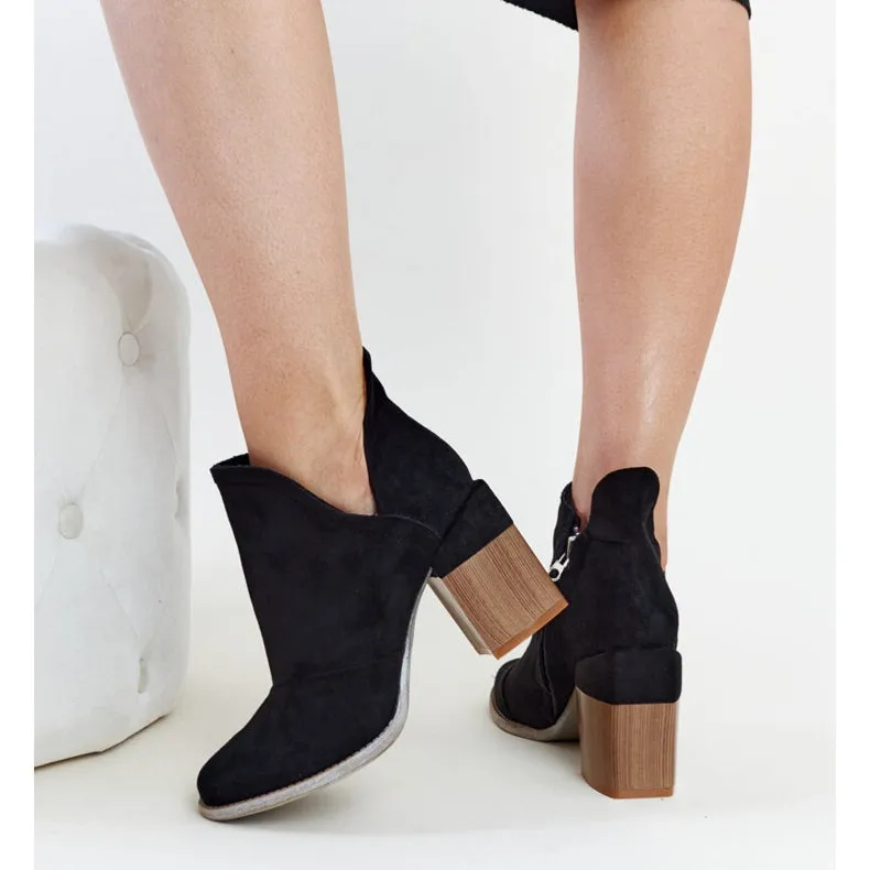 Woman Black Cutout Openwork Ankle Boots