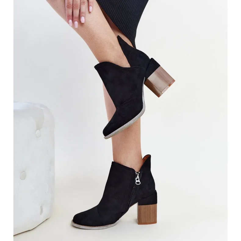 Woman Black Cutout Openwork Ankle Boots