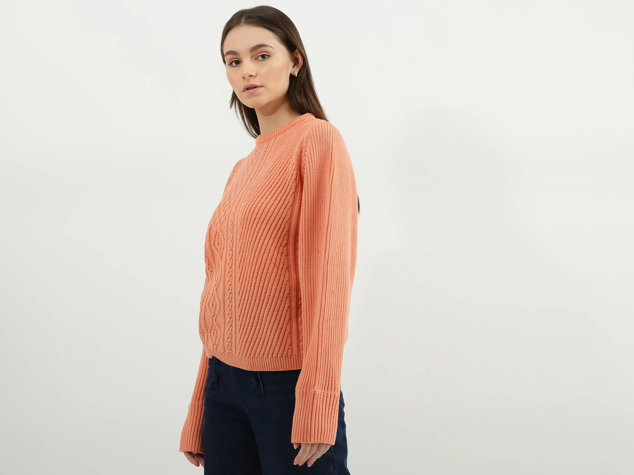 Women Patterned Round Neck Sweater