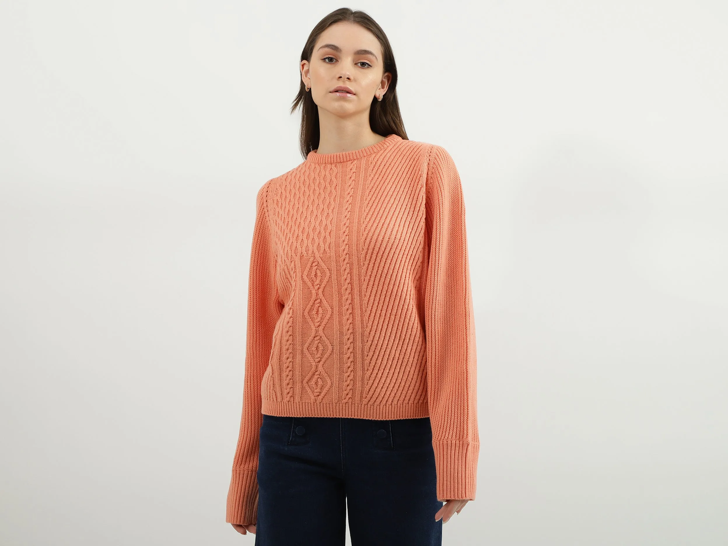 Women Patterned Round Neck Sweater