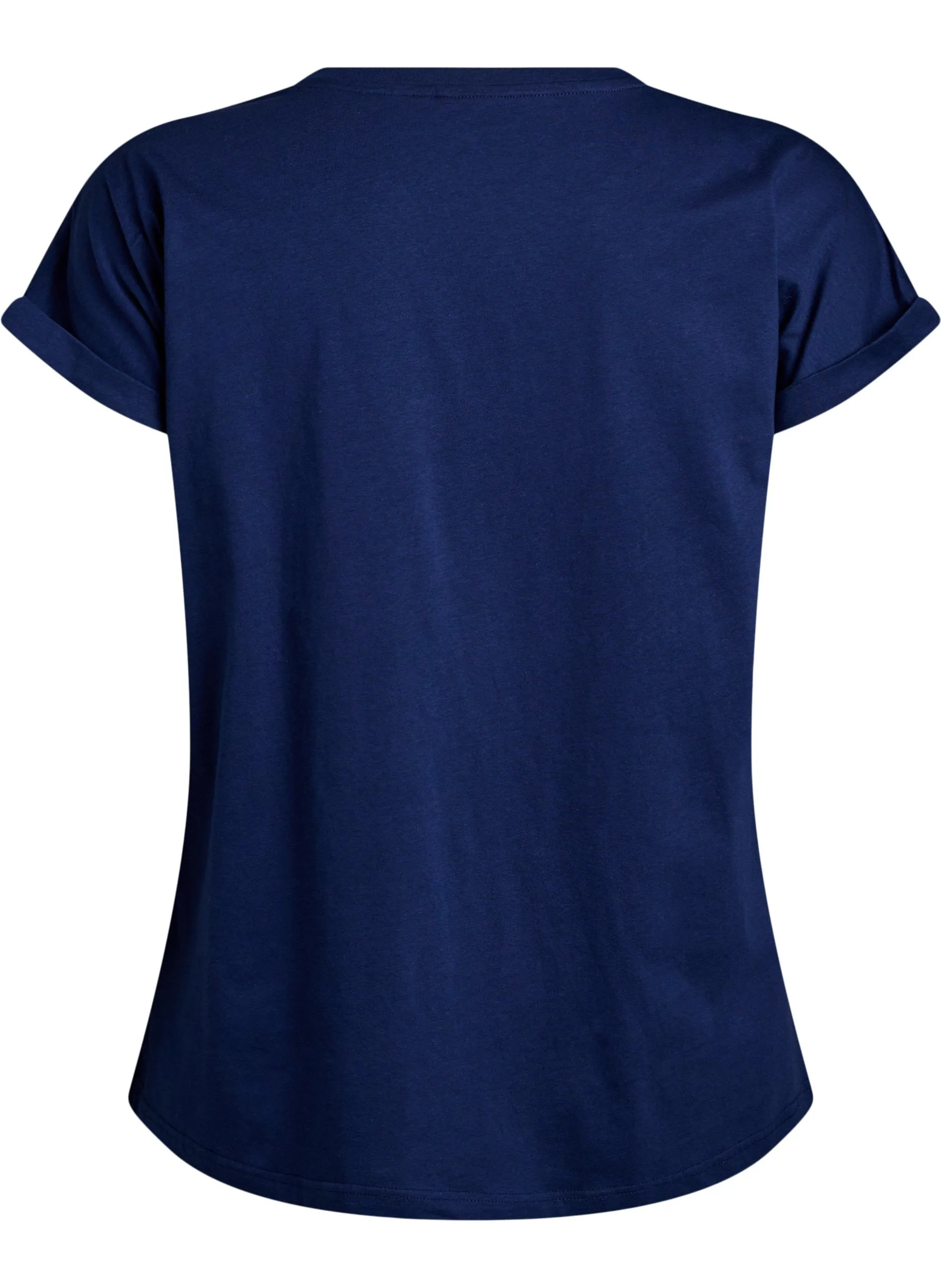 Zizzi Elin Navy T-Shirt in Gold Leaf